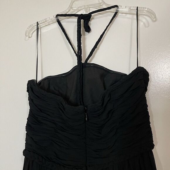 NEW! Dress the Population Aura Bandeau halter high slit chiffon black gown large - Picture 7 of 12